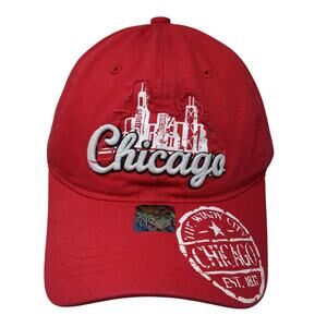 Chicago The Windy City Baseball Cap Red One Size Adjustable Premium
